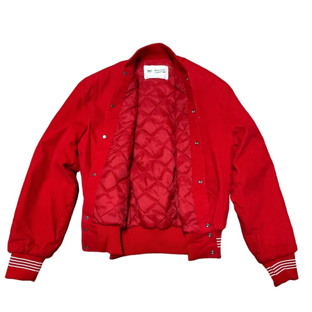 Vtg Weinstock Conestoga Red Corduroy Bomber Jacket Sz L USA Made Quilted Liner - Picture 2 of 6